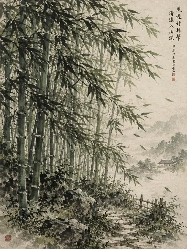 竹里风声 配图 - 芒果短剧古风故事 山水闲笔