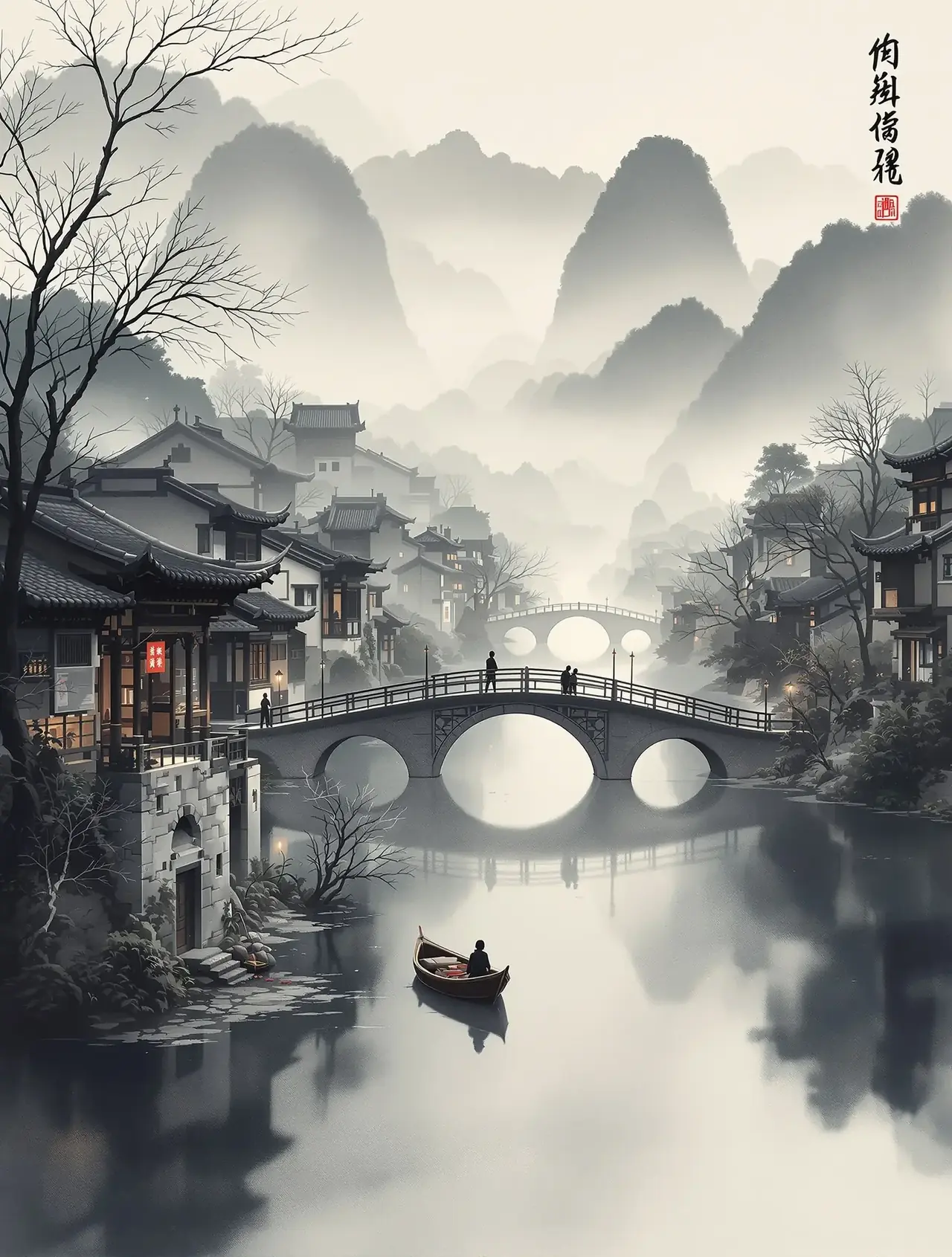 墨色江南 配图 - 芒果短剧古风故事 游记随笔