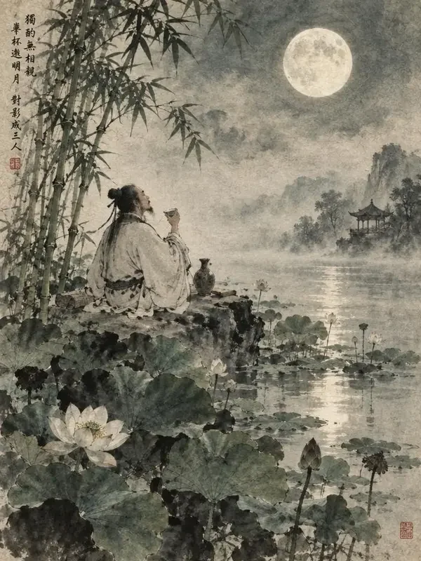 月下独酌 配图 - 芒果短剧古风故事 人物小传